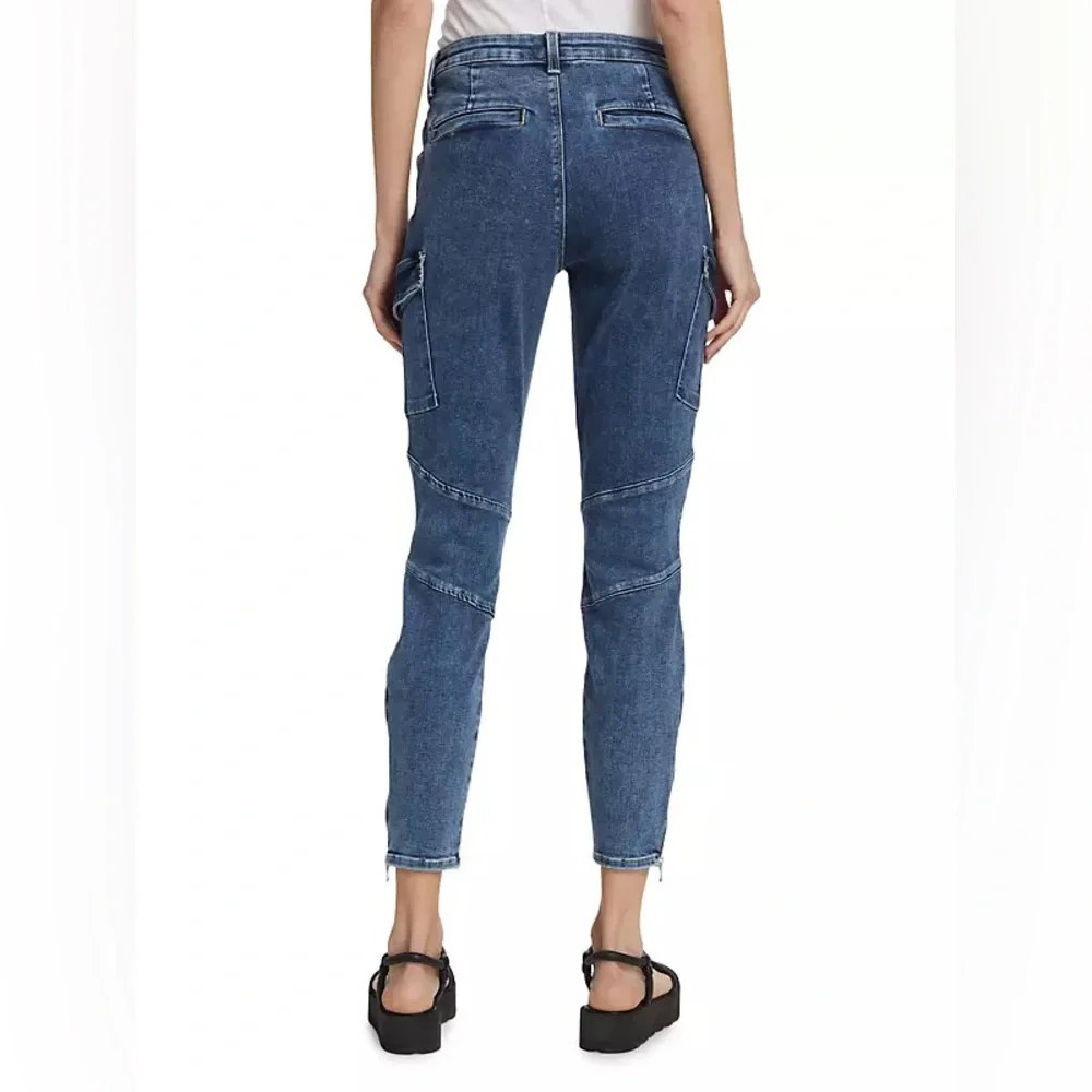 L'AGENCE Women's Skinny Cargo Jeans in Mid Blue Denim - Picture 2 of 6